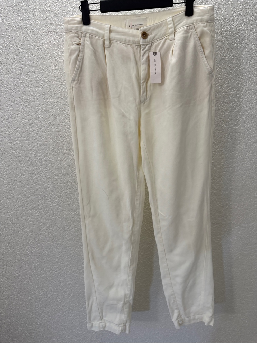 NWT By Anthropologie High-Rise Trouser Pants White Size 27